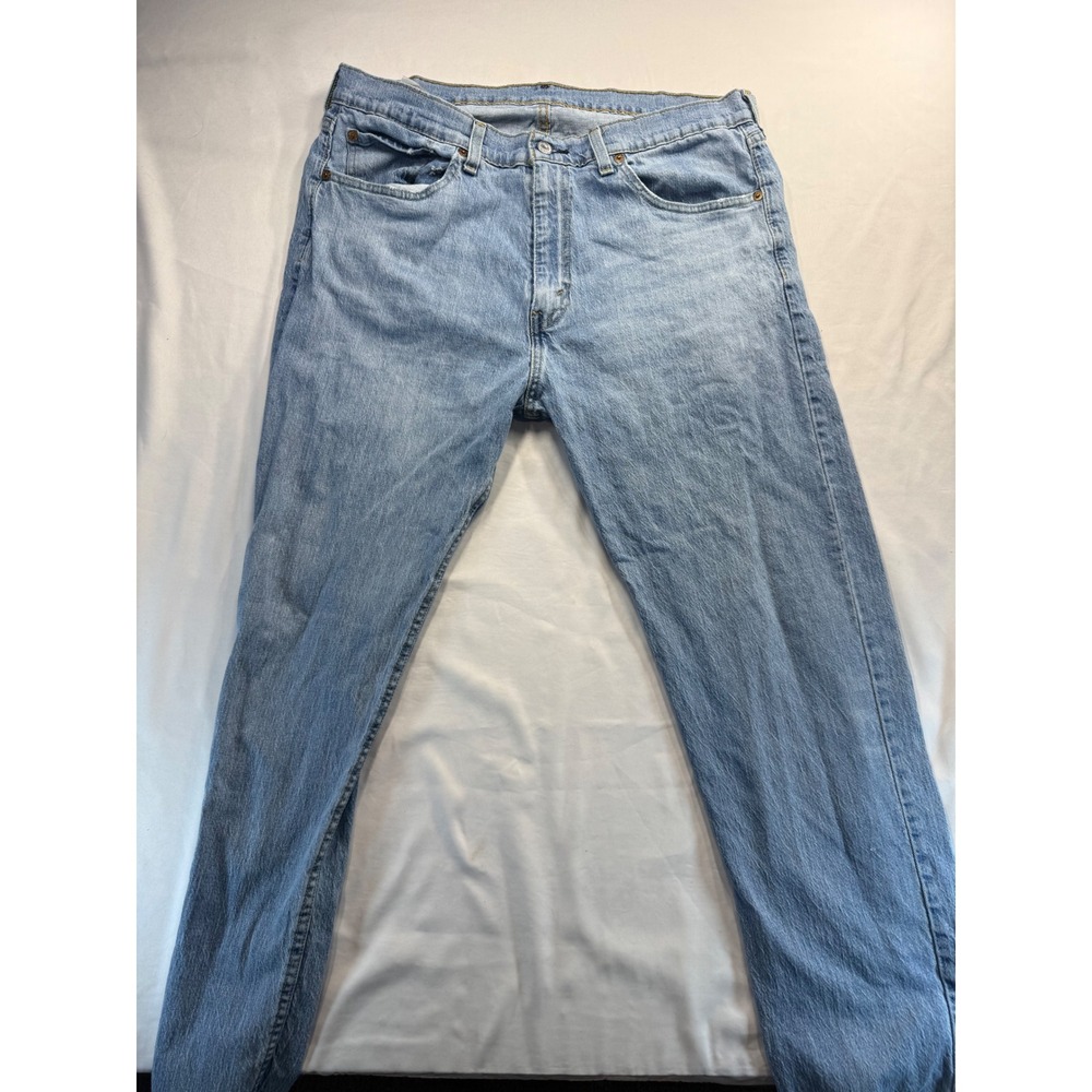 Levis 505 Mens Regular Fit Straight Leg Light Wash Blue Denim Jeans W34 L30